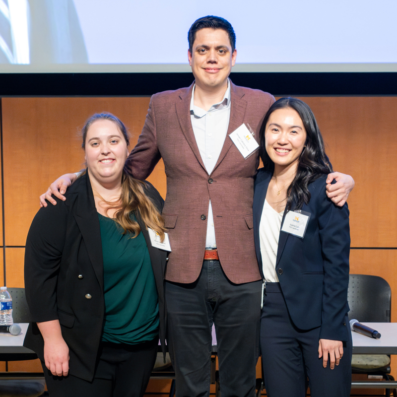 The 2023 MCP Symposium Organizing Committee, third year MCP students Joanna Lum (Venneti Lab), Koral Campbell (Li Lab) and Rodolfo Ismael Cabrera Silva (Nusrat-Parkos Lab).