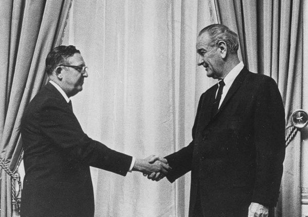 Dr. French meeting U.S. President Lyndon B. Johnson