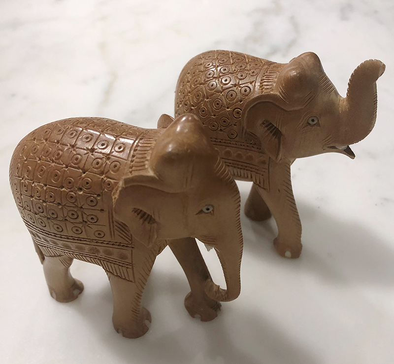 Sandalwood elephants.