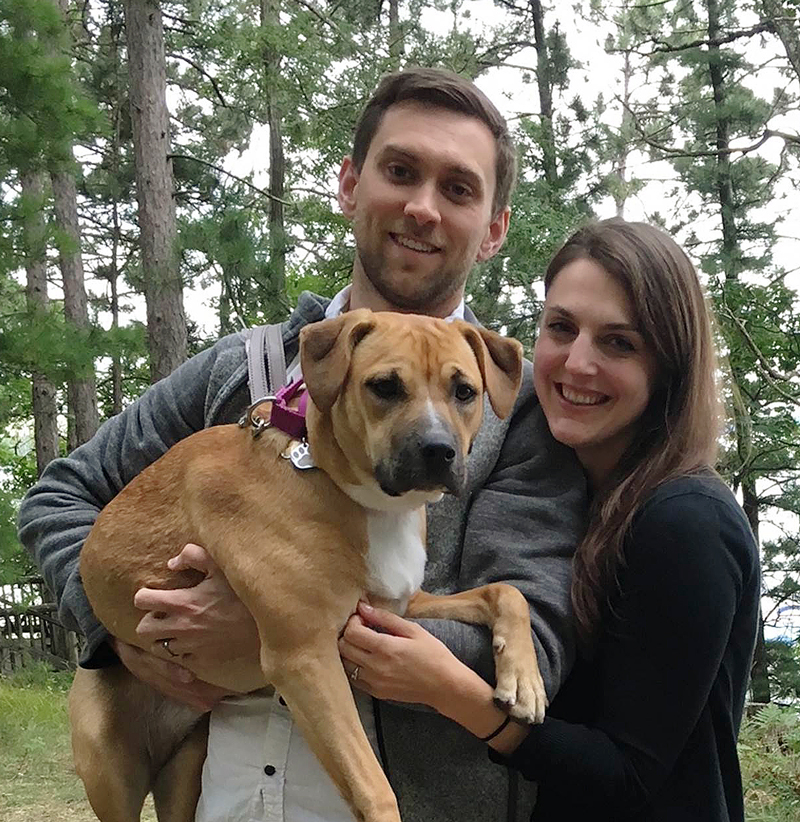 Will Perry with his wife, Joslyn, and dog Rosie.