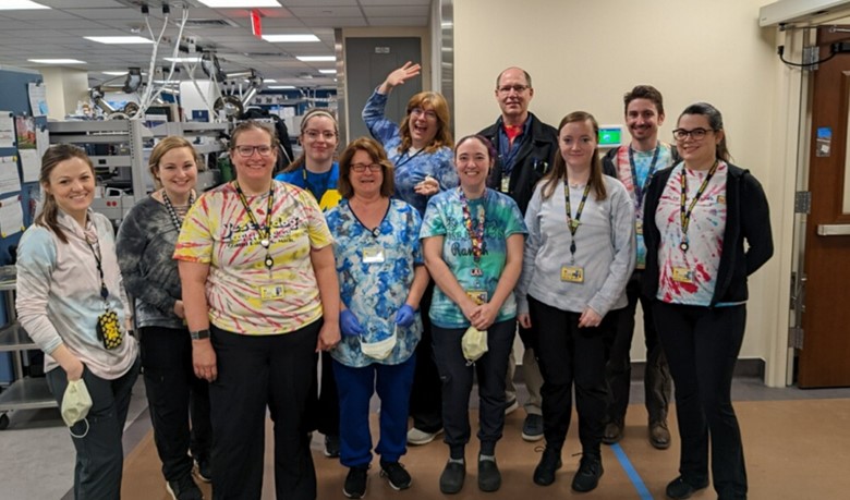 Laboratory staff at the University Hospital.