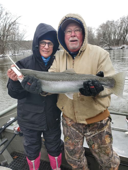 Steel Head fishing with my husband Duane.