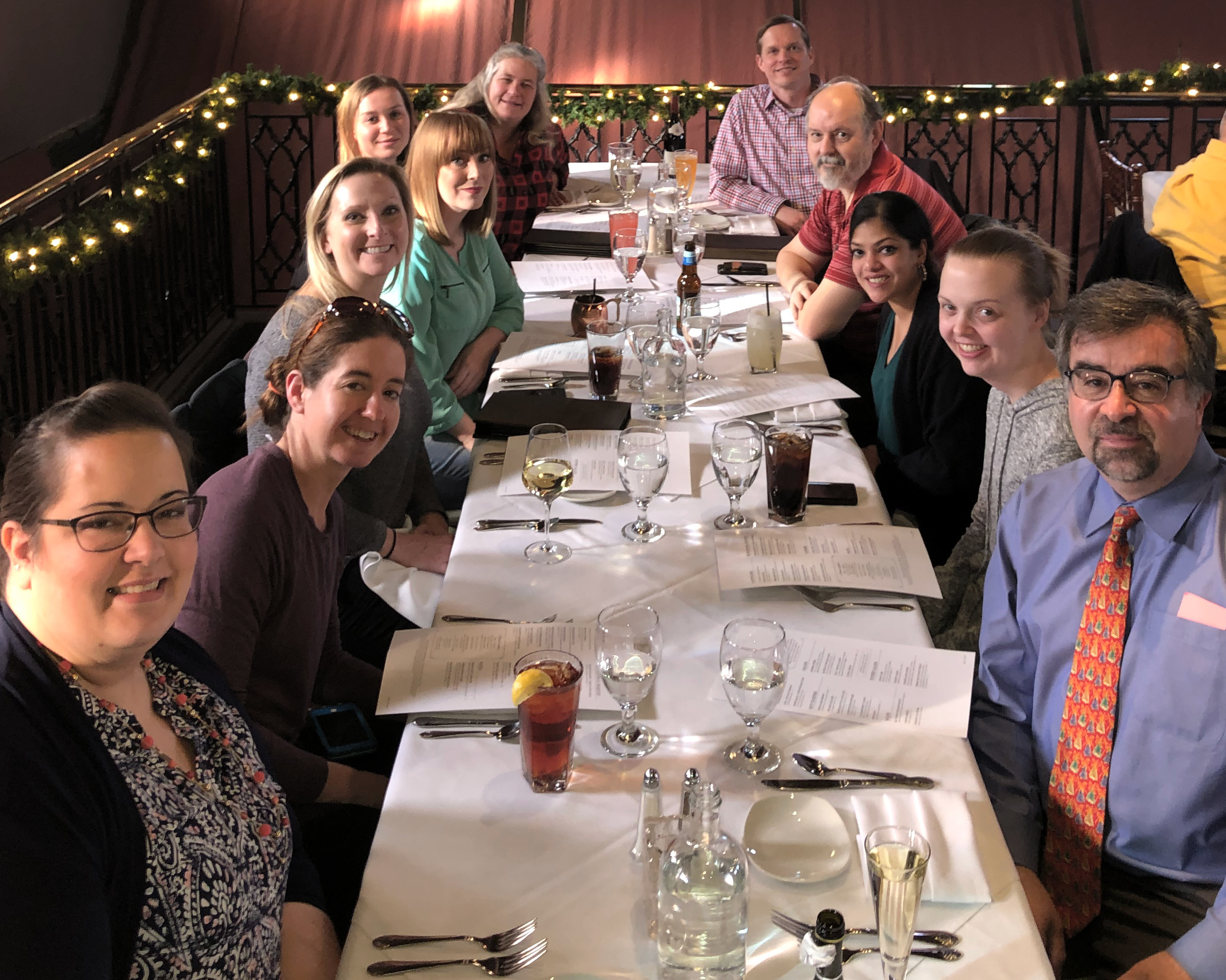 The team from the Research Histology Lab enjoys time together off-campus.